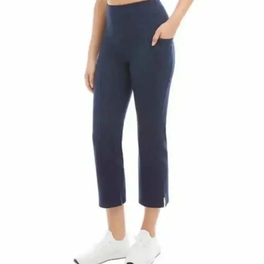 Jockey Ladies Yoga Capri Cropped Slit Flare Stretch Pant Dark Navy Small